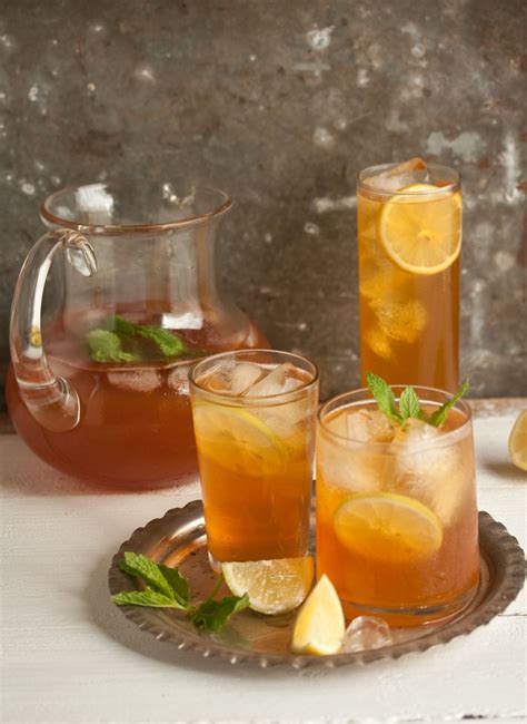 Home Made Ginger Mint And Lemon Ice Tea Recipe Drizzle And Dip
