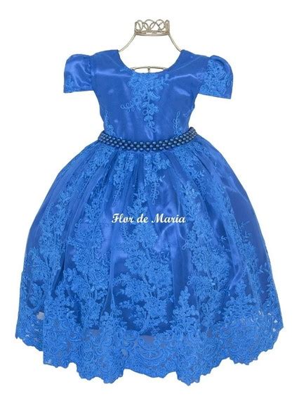 Vestido Infantil Festa Azul Princesa Daminha Cinderela Renda