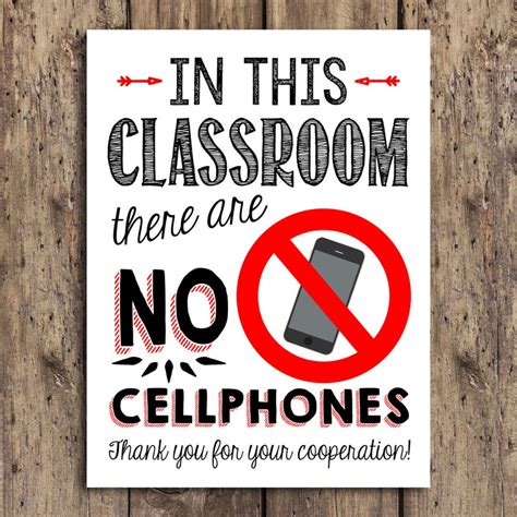 Classroom Poster Teacher Rules Classroom Sign No Cell Phone Cell