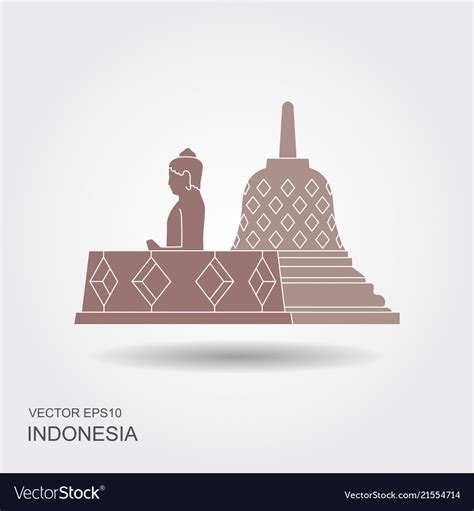 Indonesian Borobudur Ancient Temple Flat Icon Vector Image