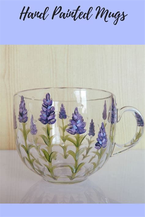 Big Lavender Mug Painted Glassware Purple Jumbo Glass Coffee Etsy