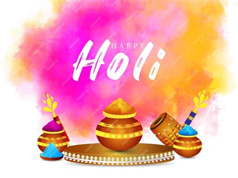 Premium Vector Happy Holi Colorful Background Greeting Card