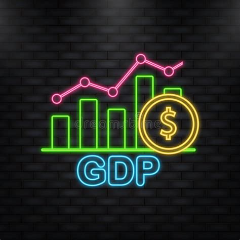 Arrow Neon Icon Gdp Gross Domestic Product Acronym Business Vector