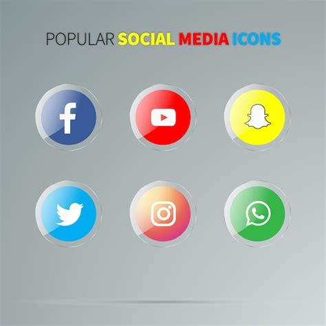 Premium Vector Social Media Glossy Icons