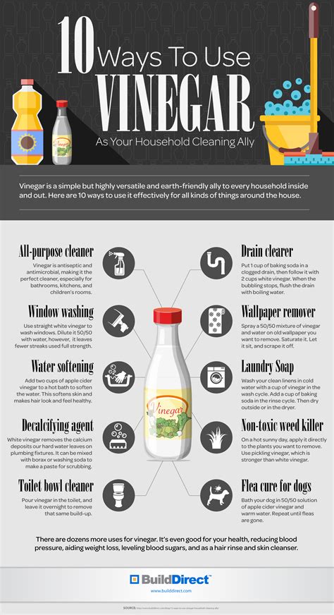 10 Ways To Use Vinegar As A Household Cleaner An Infographic