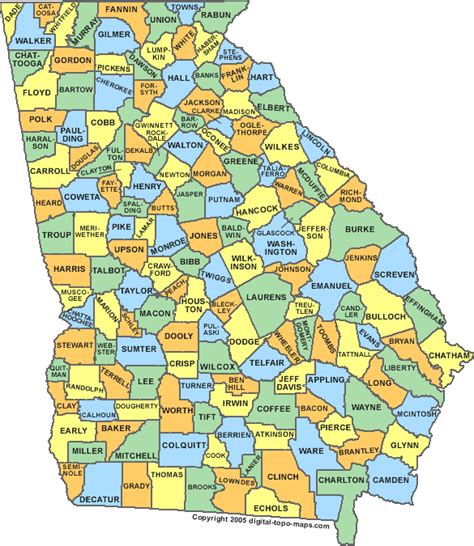 Georgia USA Map Georgia Map Georgia History County Map