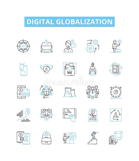 Digital Globalization Vector Line Icons Set Digital Globalization