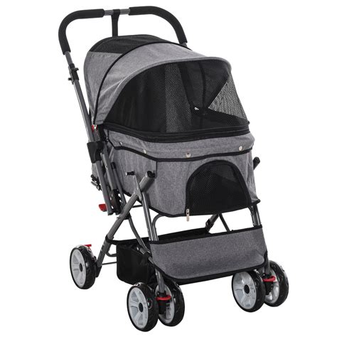 Pawhut Dog Jogging Stroller With Canopy And Brakes For Small Animals
