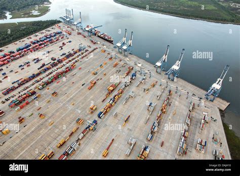 Aerial View Of The Port Of Charleston Wando Terminal In Charleston Sc