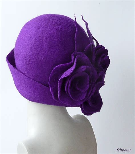 Purple Felted Hat Felt Hats Womens Hat Cloche Hats Felted Etsy