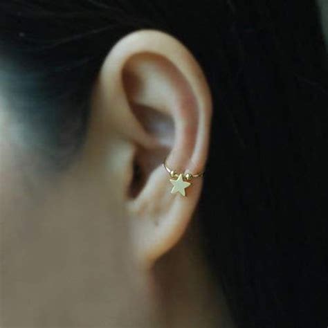 Ear Cuff With Star Charmno Piercing Cartilage Earringfake Etsy Ear