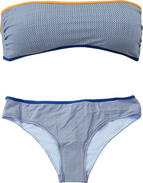 Fendi Micro Logo Bandeau Bikini In Blue Lyst