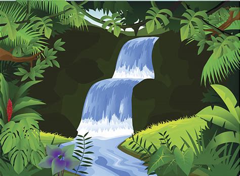 Royalty Free Rainforest Waterfall Clip Art Vector Images