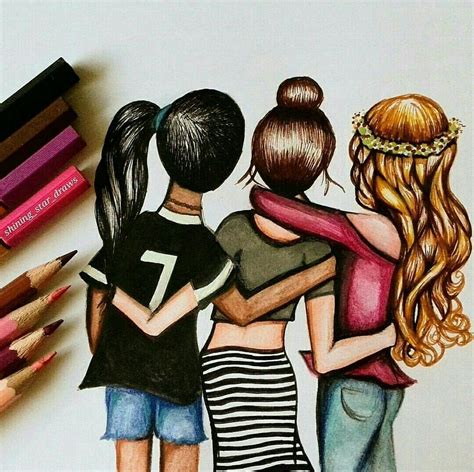 desenho de 3 amigas fácil mastoya