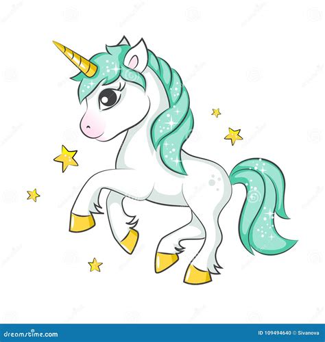 Cute Magical Unicorn Stock Vector Illustration Of Green 109494640