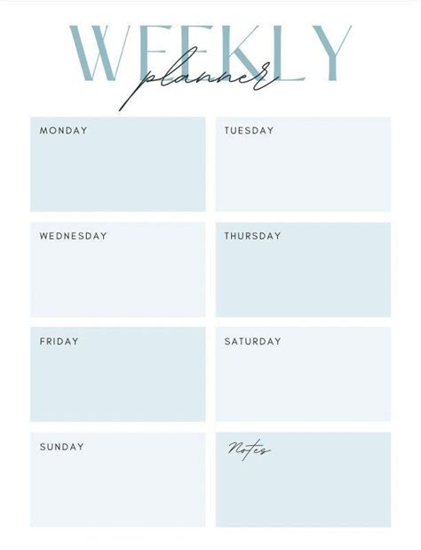 The Printable Weekly Planner Is Shown In Blue