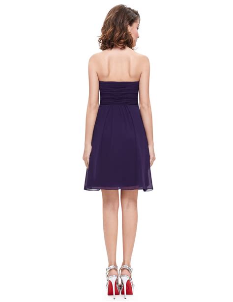 Strapless Short Chiffon Blue Cocktail Bridesmaid Dress Prom Party Gown