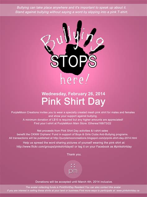 Pink Shirt Day Bullying Stops Here Purplemoon Creations