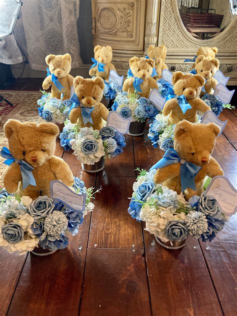 Teddy Bear Centerpiece Baby Boy Shower Baby Shower Etsy