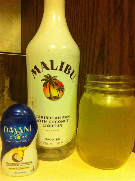 Malibu Caribbean Rum With Coconut Liqueur And Dasani Pineapple Coconut Drops Amazing