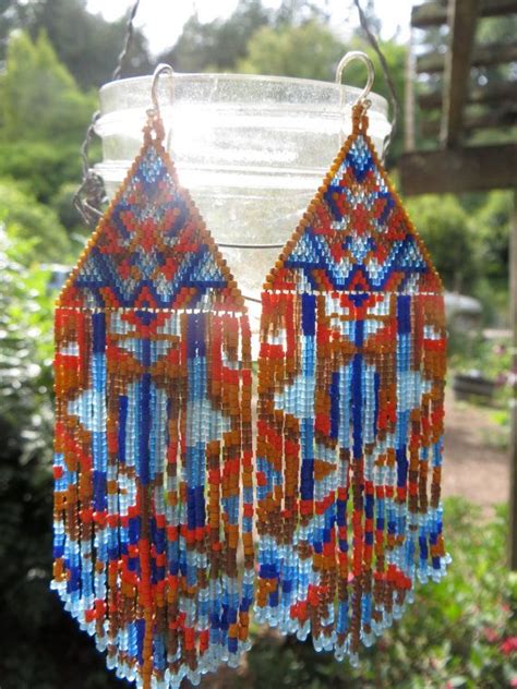 Mama Allpafractal Seed Beaded Earrings Native By Sacredimprints