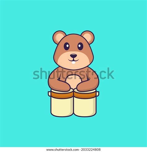 Cute Squirrel Playing Drums Animal Cartoon Stock Vector Royalty Free