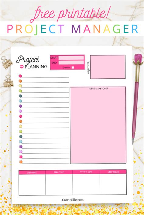 Printable Rainbow Project Planner Carrie Elle