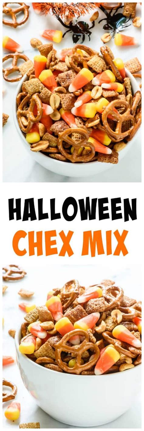 Halloween Chex Mix with Candy Corn and Maple Peanuts