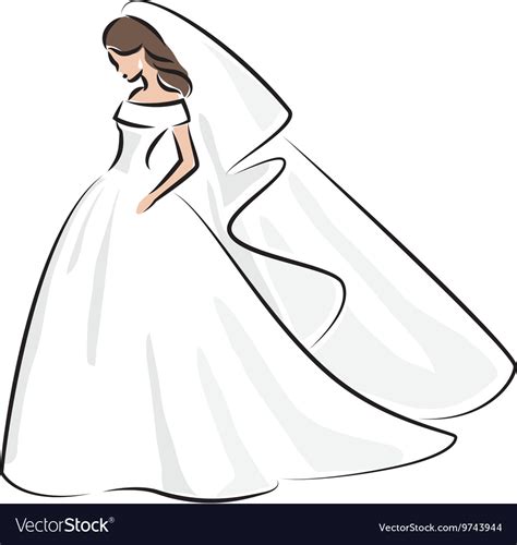 Abstract Outline Color Of A Young Elegant Bride Vector Image