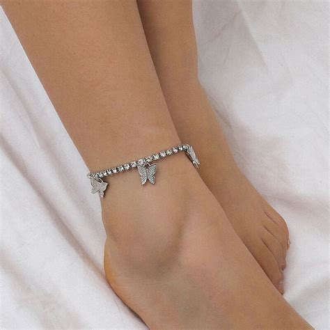 Fashion Rhinestone Anklet 3 Only Butterfly Anklet For Women Buy Rhinestone Butterfly Anklet