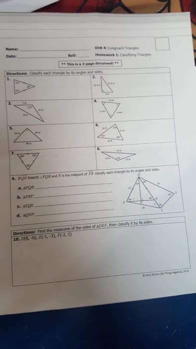 Worksheet 2 answer key as well as the congruent triangles work sheet. Solved: Name: Unit 4: Congruent Triangles Homework 1: Clas ...