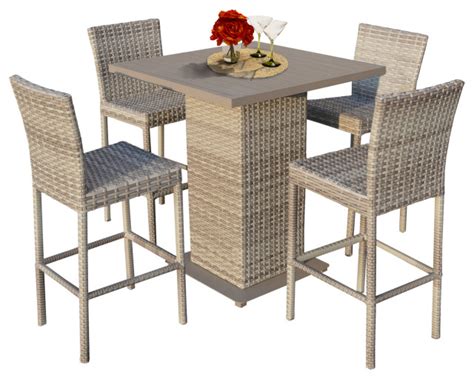 Fairmont Pub Table Set With Barstools 5 Piece Outdoor Wicker Patio