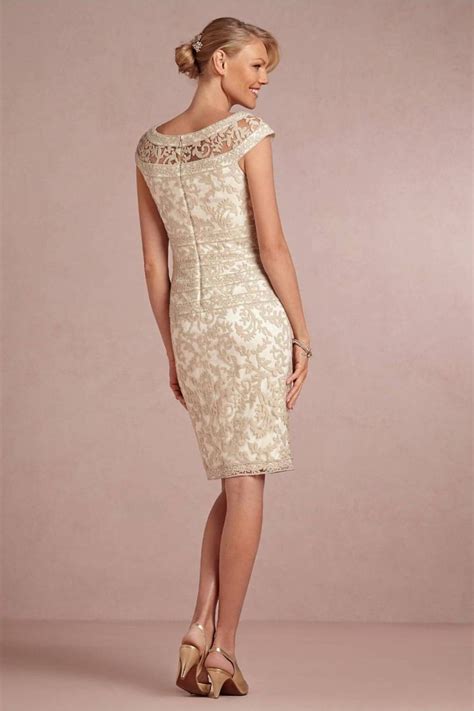 Sheathcolumn Cap Sleeves Knee Length Lace Appliques Mother Of The Bride Dresses Sheer Wedding