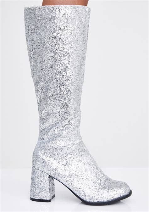 Halloween Silver Go Go Glitter Boots Dolls Kill