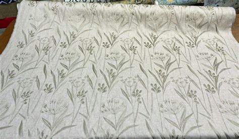 Lau Linen Flax Embroidered Floral Swavelle Fabric By The Yard Etsy
