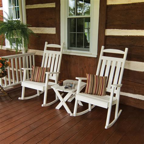 There were large photos of front porches, with rocking chairs, and in front of the photos, as props, actual rocking. A & L Furniture Yellow Pine Classic Porch Rocker - Outdoor ...