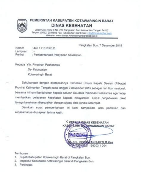 Contoh Surat Dinas Kesehatan RUANG SIPIL