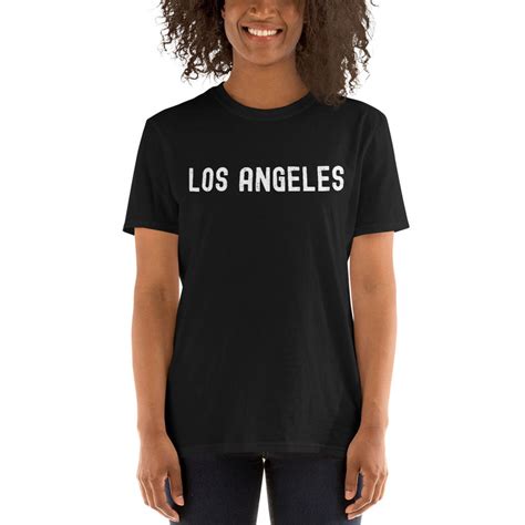 Los Angeles T Shirt Distressed Style Text California T Shirt Etsy