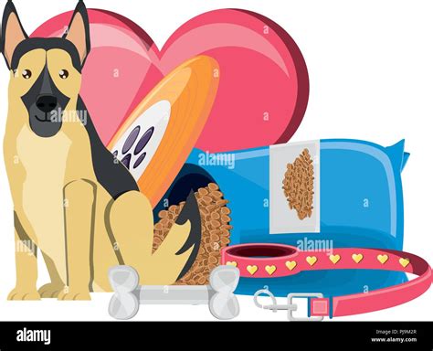 Love Pets Design With Heart With Cute Over White Background Vector