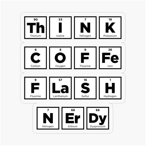 Periodic Table Words Phrases Text Science Think Coffee Flash Nerdy Sticker By BrianSmith In