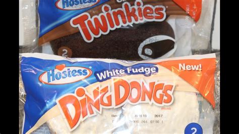 Hostess Chocolate Cake Twinkies And White Fudge Ding Dongs Review Youtube