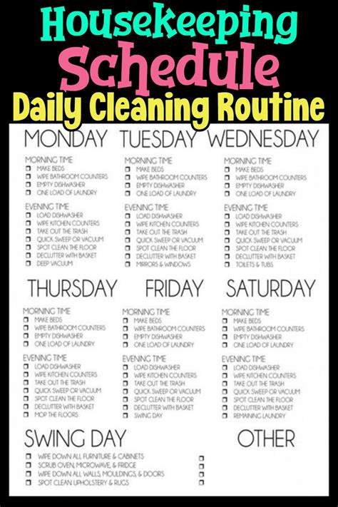 Printable Daily Weekly Monthly Cleaning Schedule Checklists 2024 Freebies Housekeeping