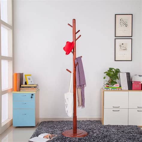 Js Home Sturdy Wooden Coat Rack Stand Entryway Hall Tree Coat Tree