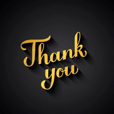 Thank You Inscription Gold Lettering On Black Background Stock Vector