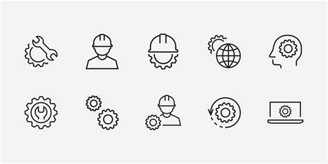 Engineering Icon Set Settings Technology Vector Isolated For Graphic