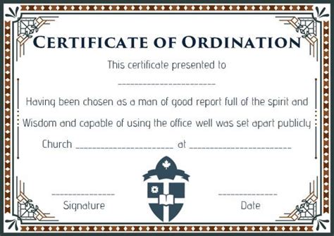 Certificate Of Ordination Template Templates Example Templates Example
