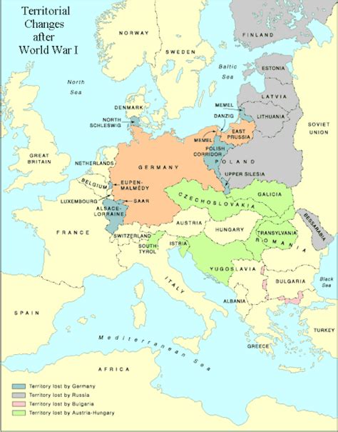Territorial Changes After World War 1 Map Historical Maps Europe Map