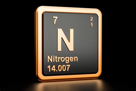 Nitrogen N Chemical Element 3d Rendering Isolated On Black Background
