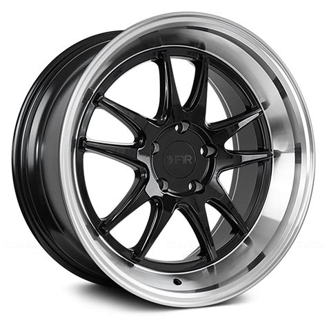 F1r F102 Wheels Black With Polished Lip Rims