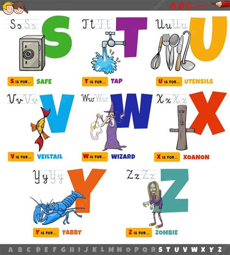 Premium Vector Educational Cartoon Alphabet Letters For Children Set